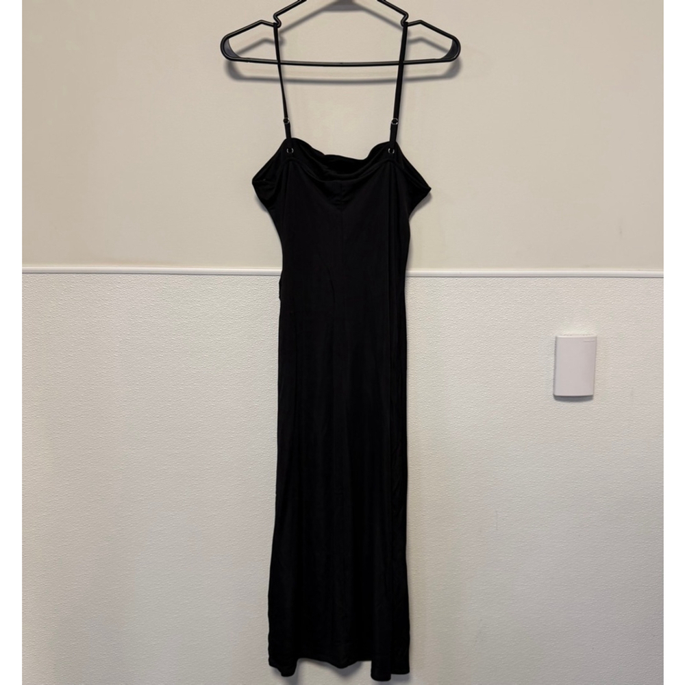 Armani Exchange Black Square-Neck Midi Dress Large New NWT MSRP $140 long split - Picture 9 of 15
